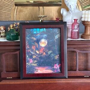 Tropical Jungle Disco Ball Greenhouse Plants Framed Canvas Print Boho Wall Art